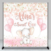 Aperturee - Aperturee Pink Balloons Elephant Sweet One Custom Backdrop